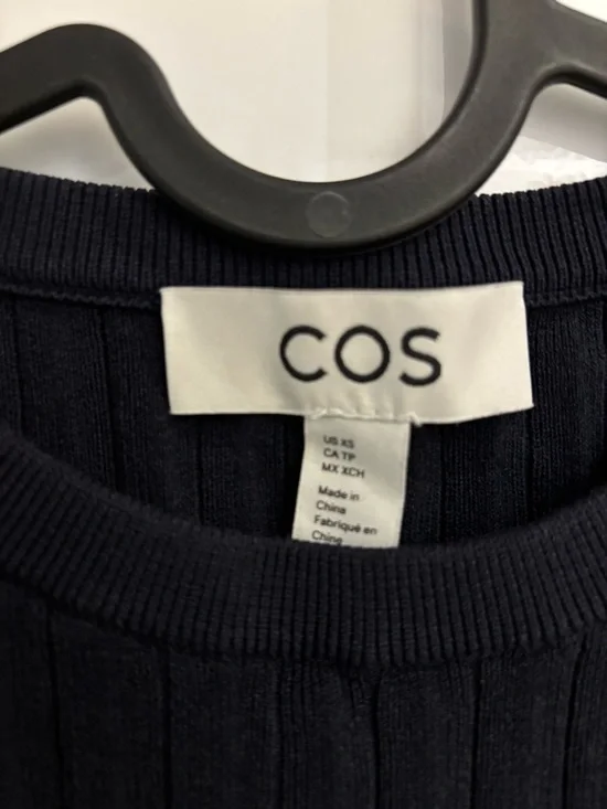 COS A Line Navy Ribbed Knit Dress - Picture 5 of 7
